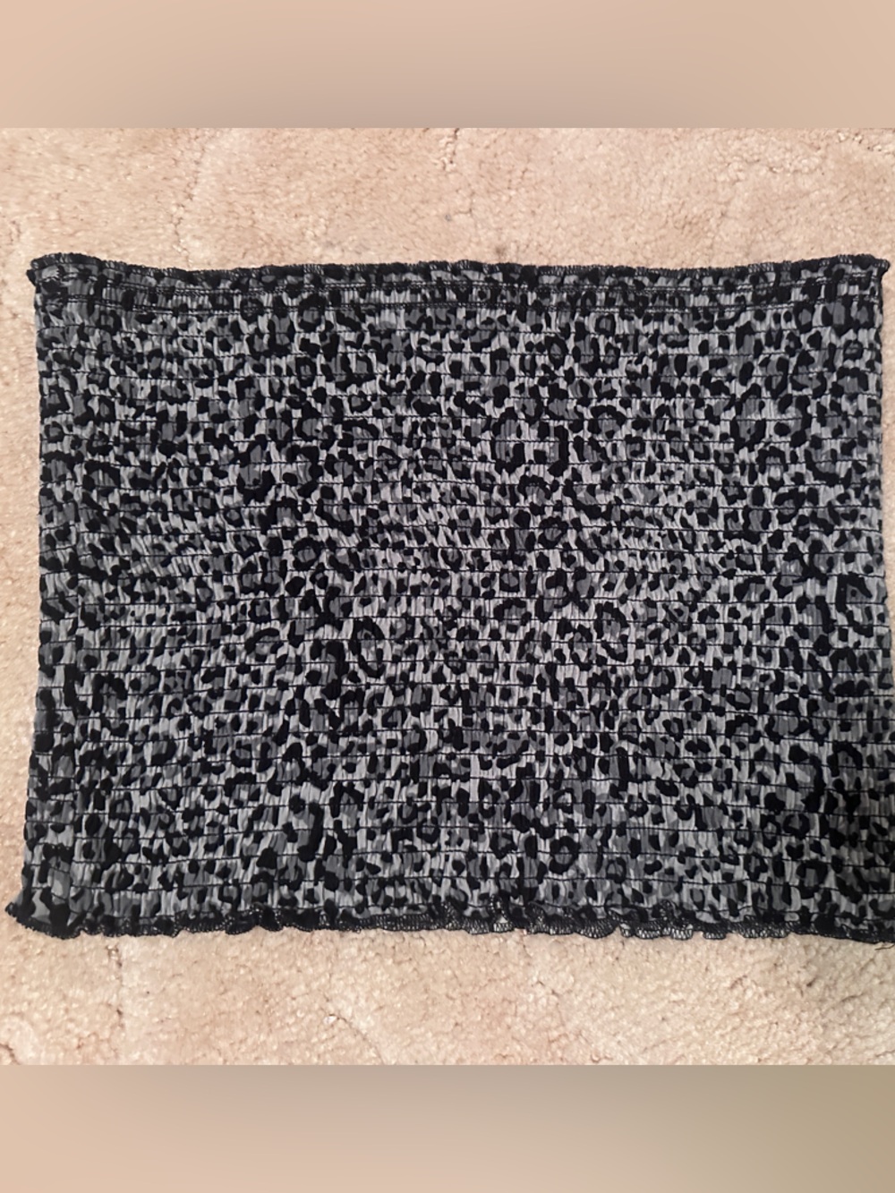 Zenana Outfitters Black & White Smocked Strapless Tube Medium
